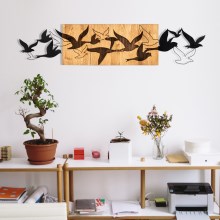 Zidna dekoracija 111x25 cm ptice drvo/metal