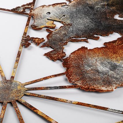 Zidna dekoracija 120x60 cm karta svijeta metal