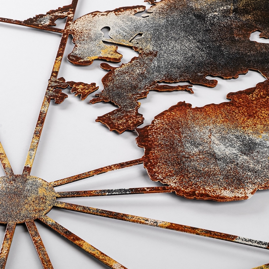 Zidna dekoracija 120x60 cm karta svijeta metal
