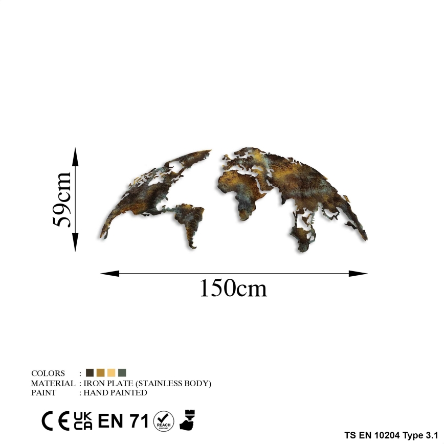 Zidna dekoracija 2 kom 150x59 cm metalna planeta
