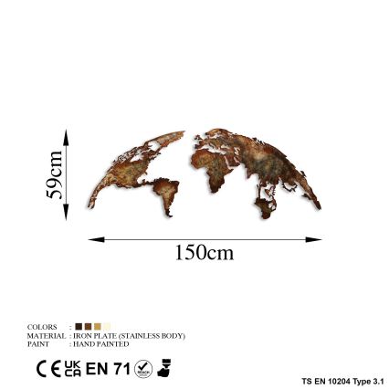 Zidna dekoracija 2 kom 150x59 planeta metal