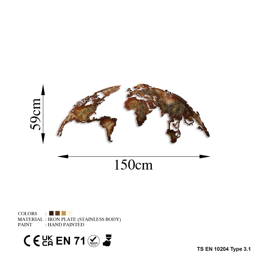 Zidna dekoracija 2 kom 150x59 planeta metal