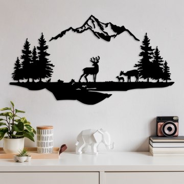 Zidna dekoracija 2ks 70x38 cm jelen metal/crna