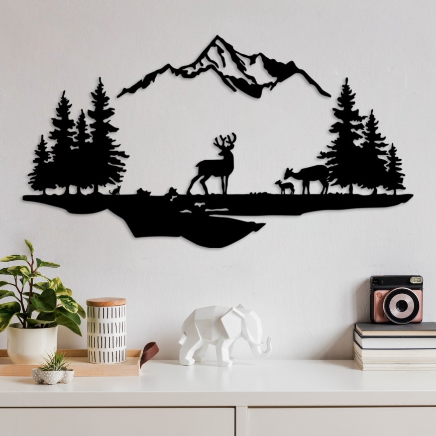 Zidna dekoracija 2ks 70x38 cm jelen metal/crna