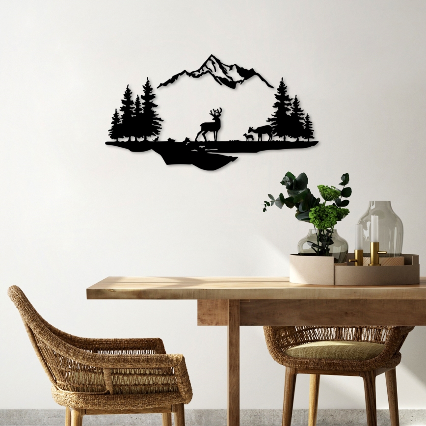 Zidna dekoracija 2ks 70x38 cm jelen metal/crna
