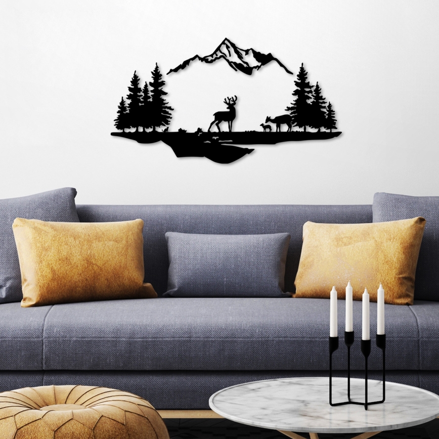 Zidna dekoracija 2ks 70x38 cm jelen metal/crna