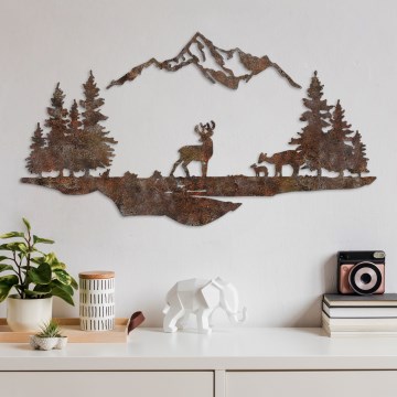 Zidna dekoracija 2ks 70x38 cm jelen metal/smeđa