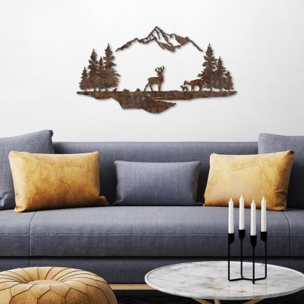 Zidna dekoracija 2ks 70x38 cm jelen metal/smeđa
