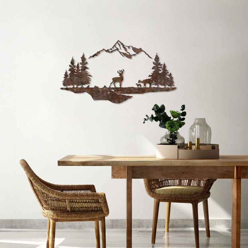 Zidna dekoracija 2ks 70x38 cm jelen metal/smeđa