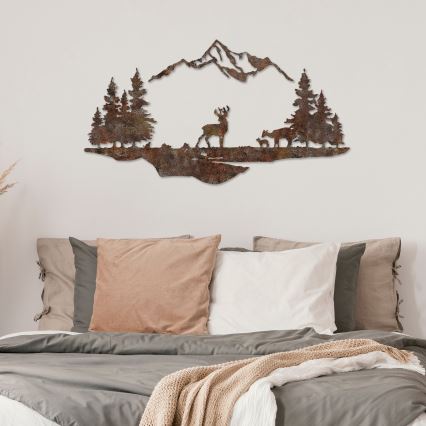 Zidna dekoracija 2ks 70x38 cm jelen metal/smeđa
