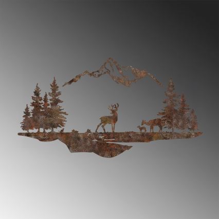 Zidna dekoracija 2ks 70x38 cm jelen metal/smeđa