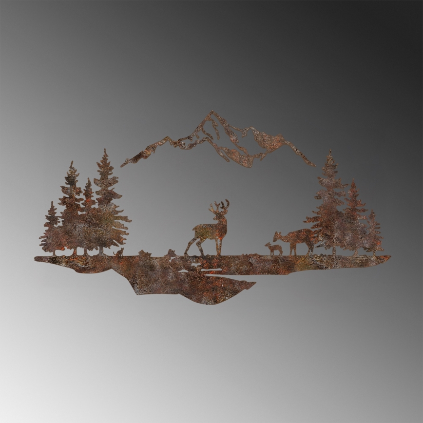 Zidna dekoracija 2ks 70x38 cm jelen metal/smeđa