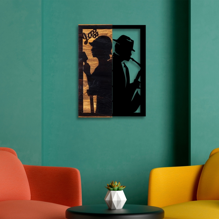 Zidna dekoracija 32x50 cm jazz drvo/metal