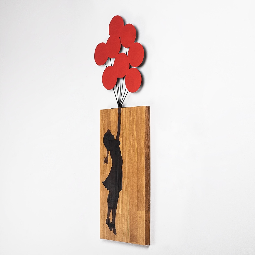 Zidna dekoracija 34x99 cm djevojka drvo/metal