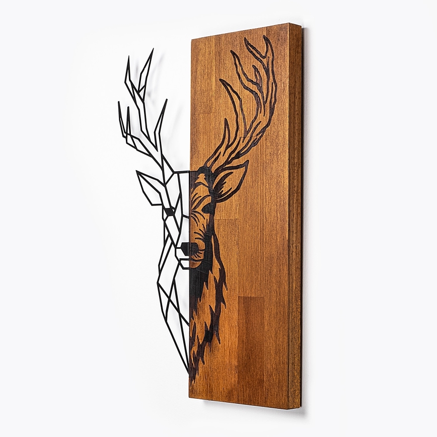 Zidna dekoracija 36x58 cm jelen drvo/metal