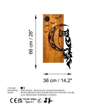 Zidna dekoracija 36x66 cm sova drvo/metal