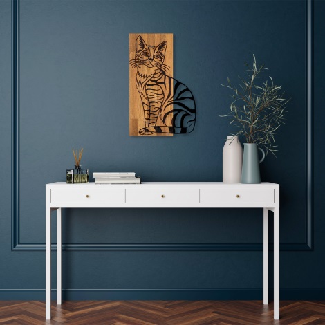 Zidna dekoracija 38x58 cm mačka drvo/metal