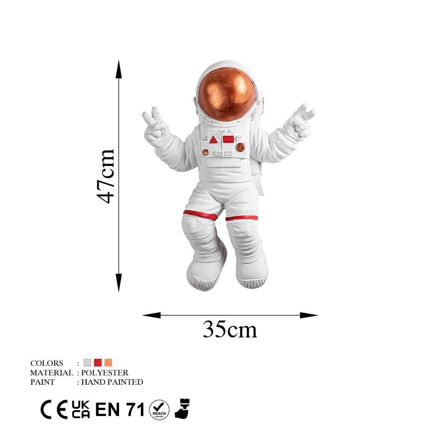 Zidna dekoracija 47x35 cm astronaut bakrena