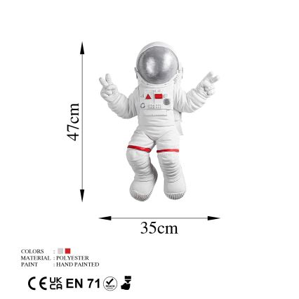 Zidna dekoracija 47x35 cm astronaut srebrna