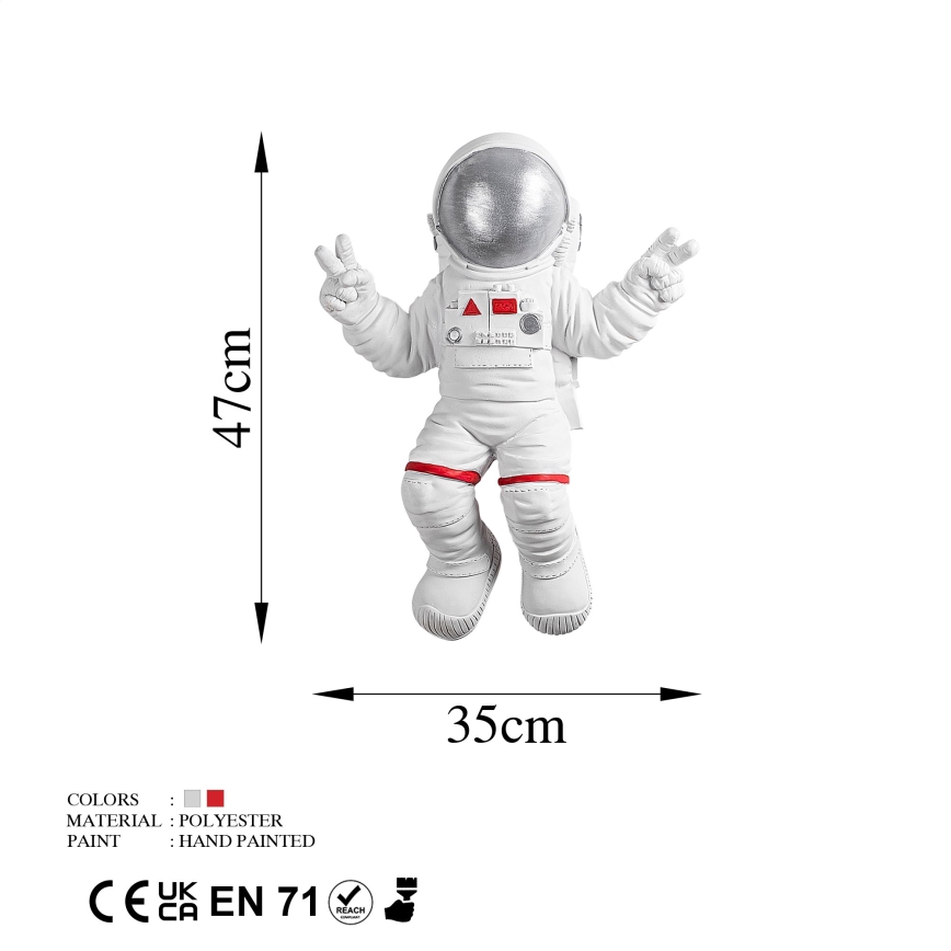 Zidna dekoracija 47x35 cm astronaut srebrna