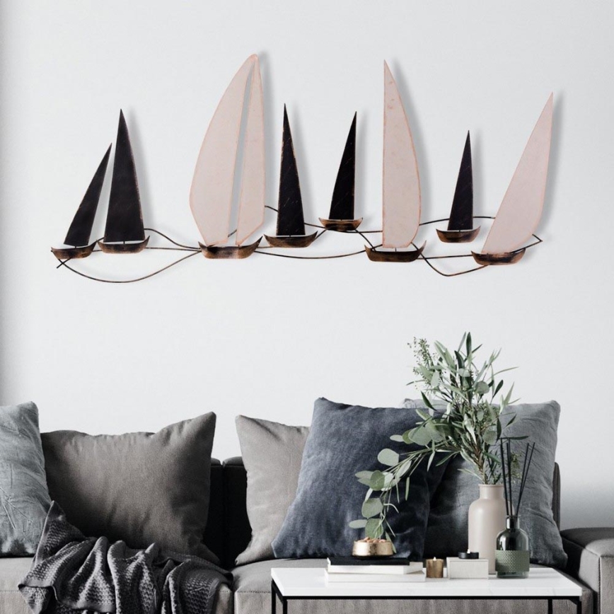 Zidna dekoracija 52x117 cm jedrenjak metalni