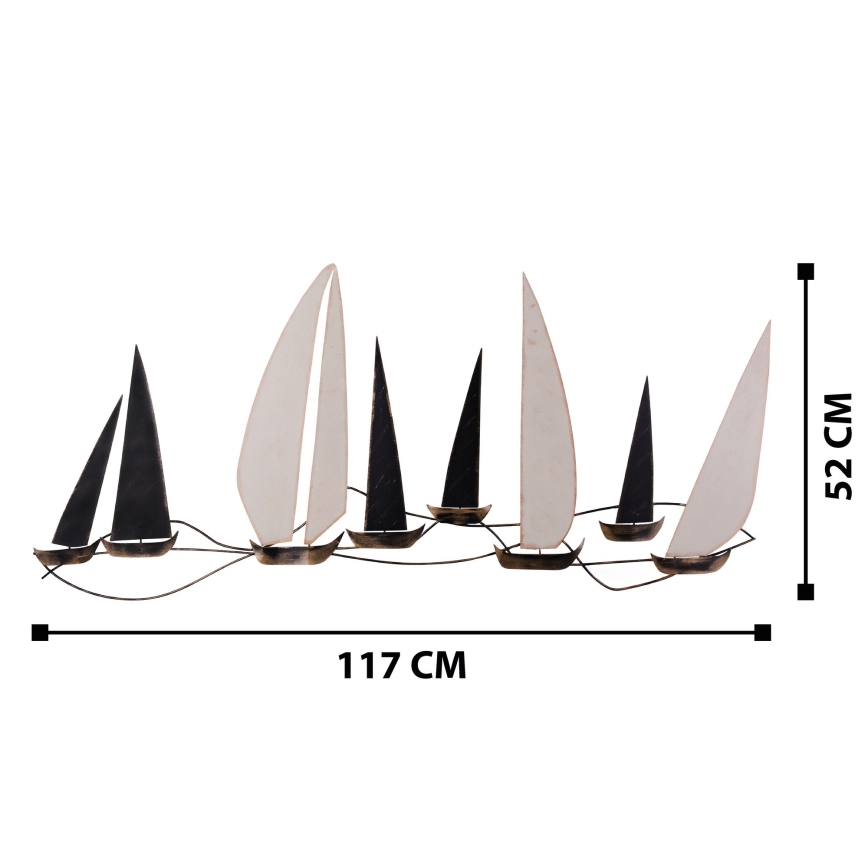 Zidna dekoracija 52x117 cm jedrenjak metalni