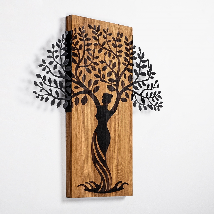 Zidna dekoracija 54x58 cm stablo drvo/metal