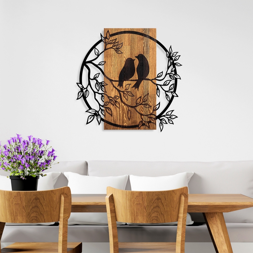 Zidna dekoracija 59x57 cm ptice drvo/metal