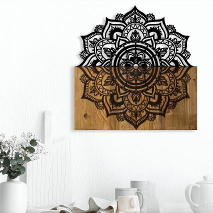 Zidna dekoracija 59x58 cm mandala drvo/metal