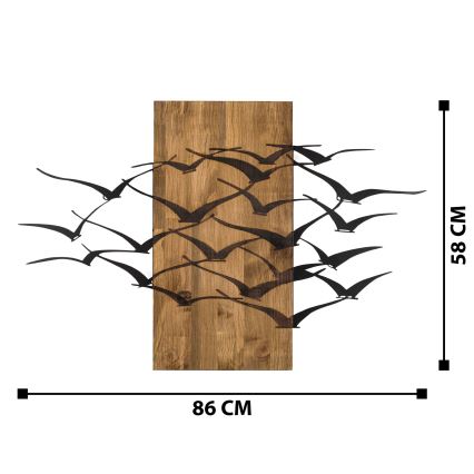 Zidna dekoracija 86x58 cm ptice drvo/metal