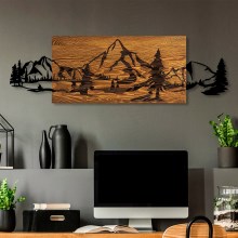 Zidna dekoracija 93x29 cm planine drvo/metal