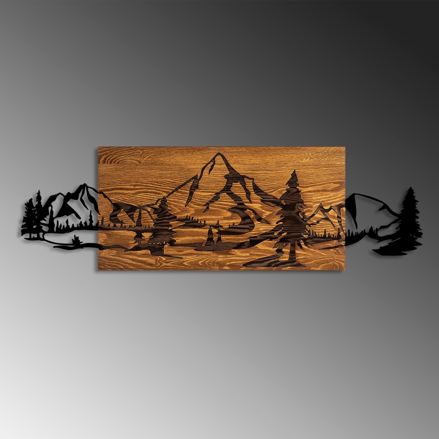 Zidna dekoracija 93x29 cm planine drvo/metal
