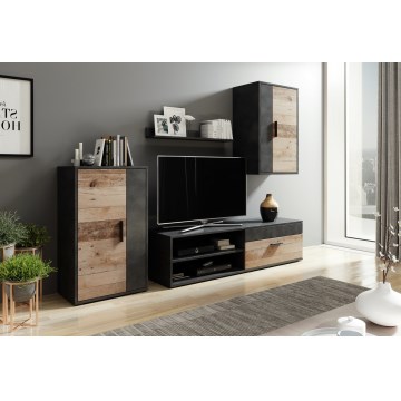 Zidna jedinica BRICK smeđa/crna