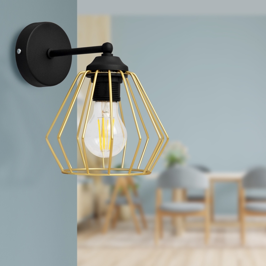 Zidna lampa AGAT 1xE27/15W/230V zlatna/crna
