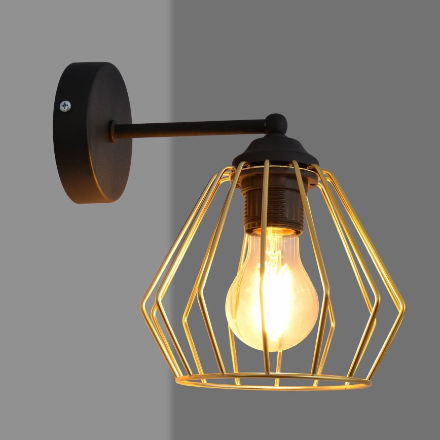 Zidna lampa AGAT 1xE27/15W/230V zlatna/crna
