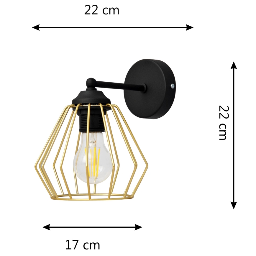 Zidna lampa AGAT 1xE27/15W/230V zlatna/crna