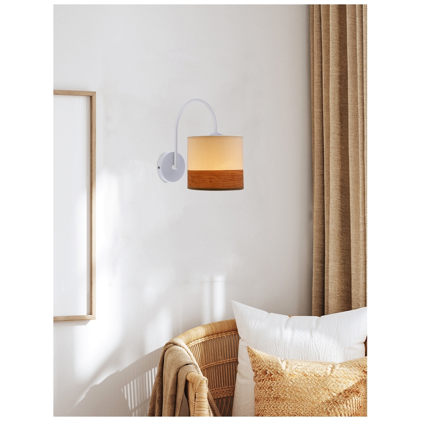 Zidna lampa BIANCO 1xE27/40W/230V bijela/smeđa