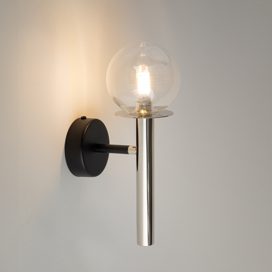 Zidna lampa DAISY 1xG9/12W/230V sjajni krom/crna/prozirna