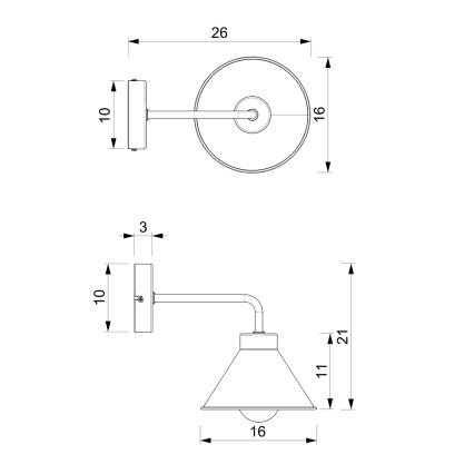 Zidna lampa DEMET 1xE27/60W/230V crna/zlatna