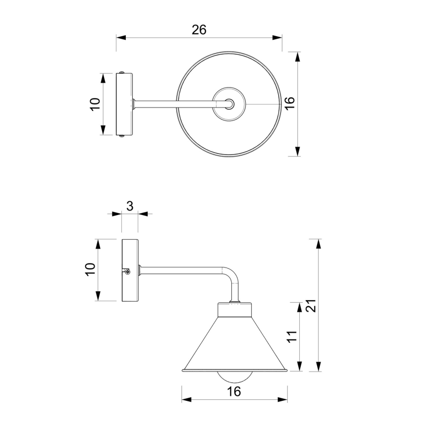 Zidna lampa DEMET 1xE27/60W/230V crna/zlatna