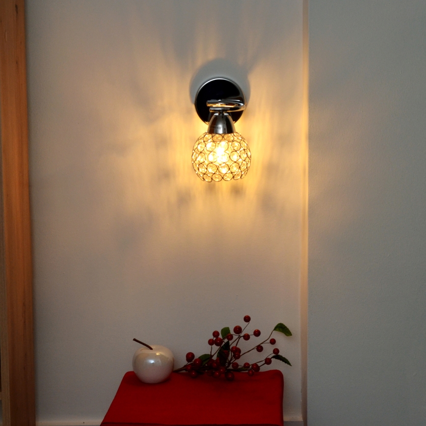 Zidna lampa DORIS 1xE27/15W/230V sjajni krom/prozirna
