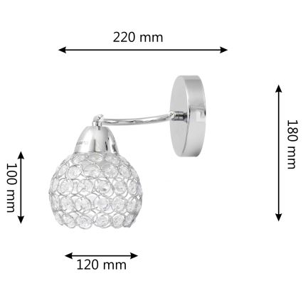 Zidna lampa DORIS 1xE27/15W/230V sjajni krom/prozirna