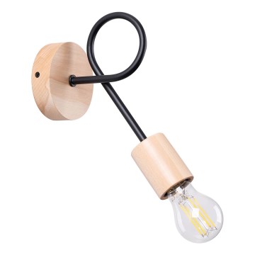 Zidna lampa EMBER 1xE27/15W/230V crna/bež/bukva