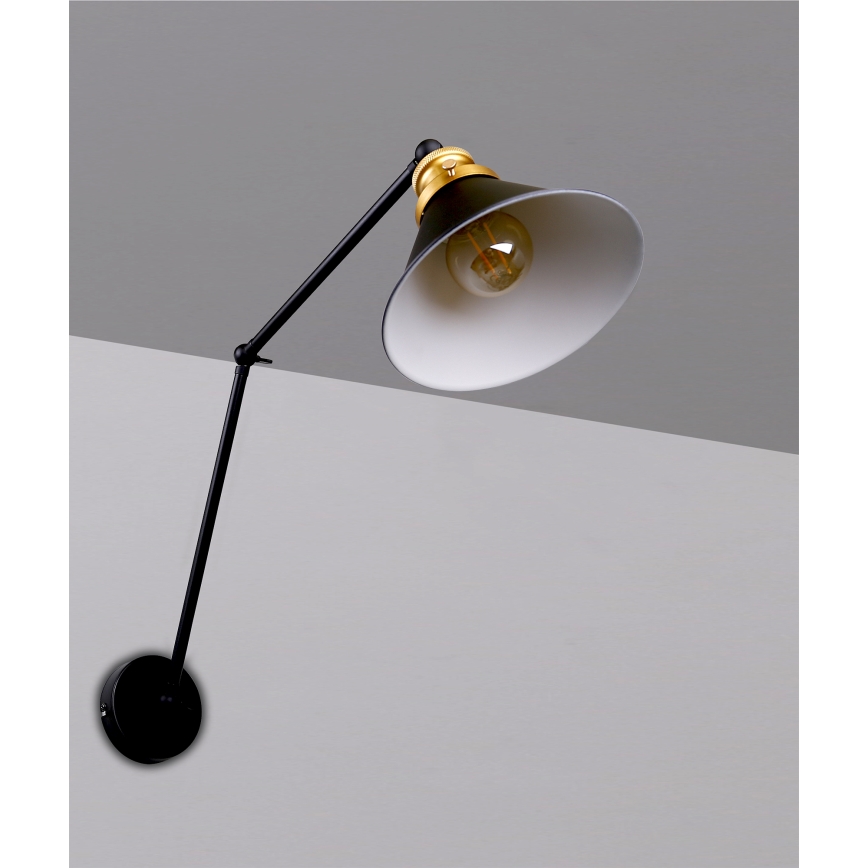 Zidna lampa FUNDO 1xE27/40W/230V crna/zlatna