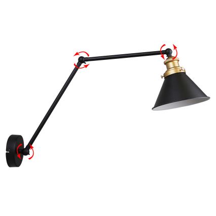 Zidna lampa FUNDO 1xE27/40W/230V crna/zlatna