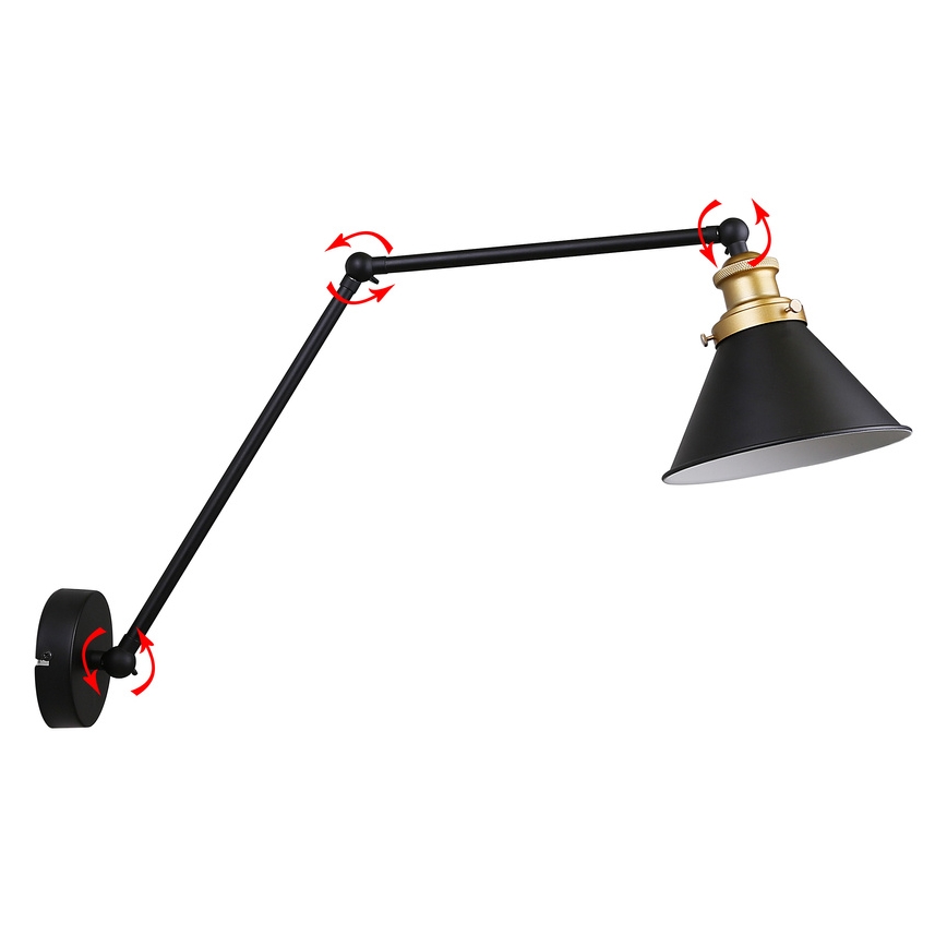 Zidna lampa FUNDO 1xE27/40W/230V crna/zlatna