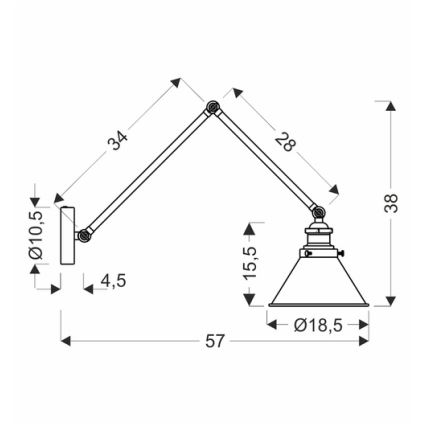 Zidna lampa FUNDO 1xE27/40W/230V crna/zlatna