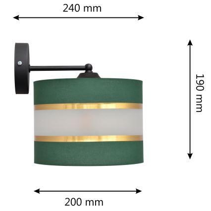 Zidna lampa HELEN 1xE27/15W/230V zelena/zlatna