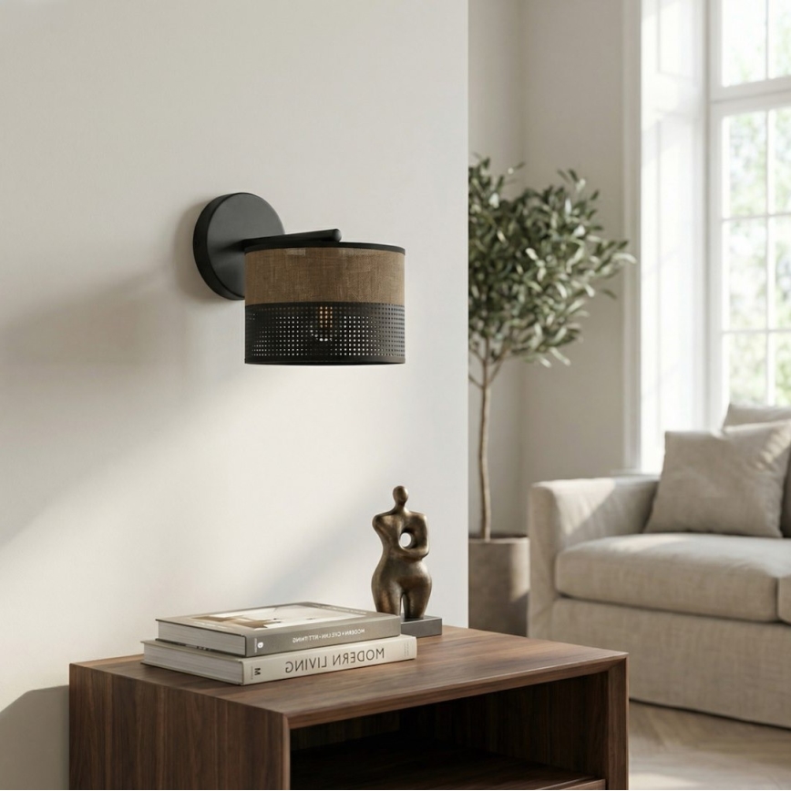Zidna lampa KARBON 1xE27/15W/230V crna/smeđa