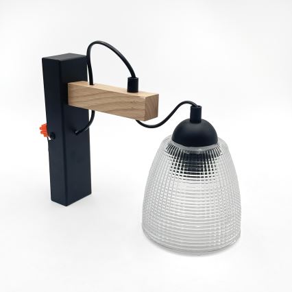 Zidna lampa LEANDRA 1xE27/15W/230V hrast/crna